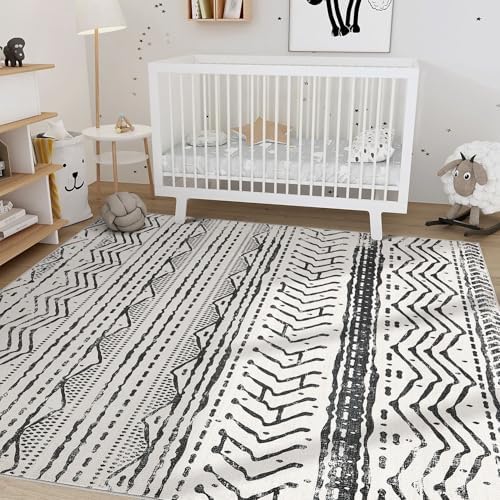Nakagishi Black Rug Living Room Rugs: 9x12 Machine Washable Boho Large Neutral Modern Soft Moroccan Stain Resistant Indoor Floor Non Slip Accent Carpet for Bedroom Nursery Kids Playroom Office - Image 7