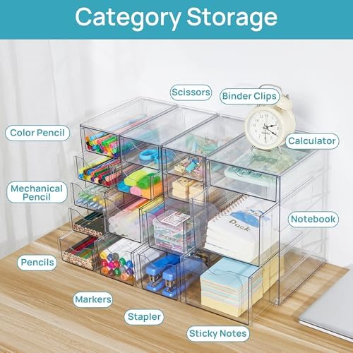 Vtopmart 4 Set Acrylic Desk Organizer with 16 Drawers for Office, Makeup - Image 4