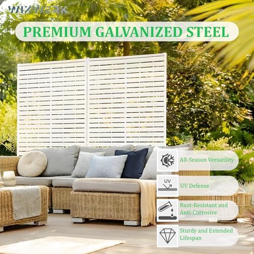 6FT Metal Privacy Screen Outdoor Privacy Panel and Garden Divider, Weather-Resistant Freestanding Panel with Stand, Durable Steel for Patio, Garden, Balcony & Backyard - Image 2