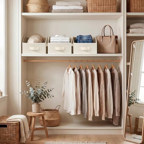 StorageWorks Closet Storage Bins, Beige(Cotton-linen), Medium, 3-Pack - Image 4