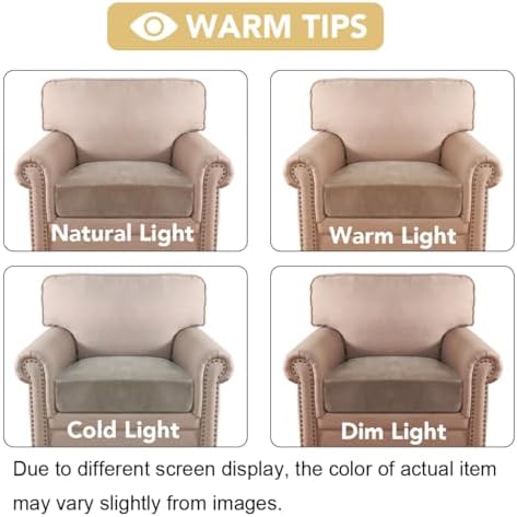 H.VERSAILTEX Velvet Stretch Couch Cushion Cover Plush Cushion Slipcover for Chair Cushion Furniture Protector Seat Cushion Sofa Cover (1 Piece Armchair Cushion Covers, Taupe) - Image 6