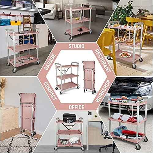 Olympia Tools 89-354 Pack N Roll Collapsible Service Cart, XL, 300LB Capacity, Rose - Image 2