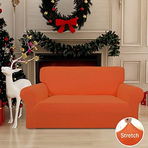 Easy-Going Stretch Loveseat Couch Covers Washable Orange - Image 2