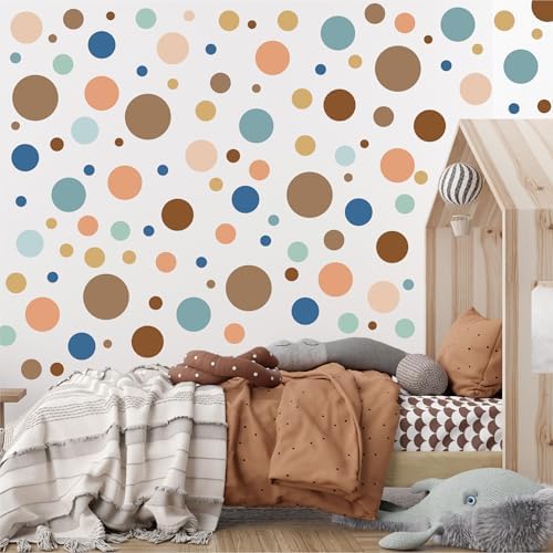 230 PCS Boho Polka Dot in Neutral Earth Tones & Blue Accents Wall Decals | 10 sheets removable waterproof peel & stick circle wall stickers for nursery, kids room, bedroom, playroom & home decor - Image 6