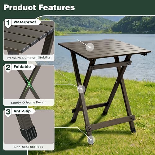 SUNNYFEEL Folding Camping Table - Lightweight Aluminum Portable Picnic Table for Cooking, Beach, Hiking, Travel, Fishing, BBQ, Indoor Outdoor Small Foldable Camp Tables - Image 4