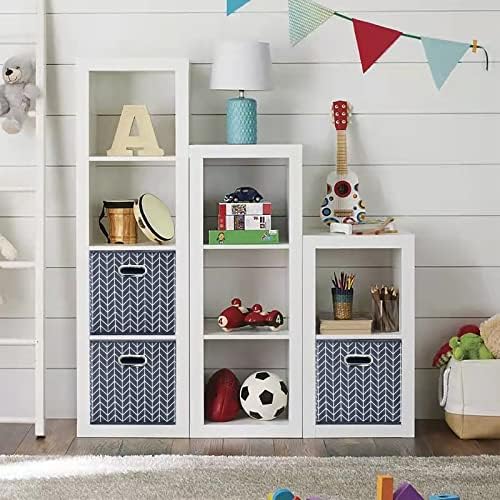 11 Inch Cube Storage Bins , Fabric Cube Organizer Bins with Handle, Foldable Cube Bins for Cloth or Accessary Storage, 11x11x11 set of 6,（Gray Wave） - Image 4
