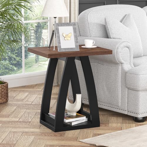 FROMJBEST End Table Living Room, Side Table, Nightstand, Black&Brown - Image 2
