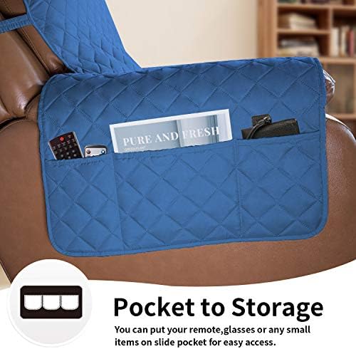 Easy-Going Reversible Couch Cover, Oversized Recliner, Blue/Ivory - Image 3