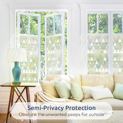 rabbitgoo Window Privacy Film, Stained Glass Rainbow Cling, 35.4" x 118.1" - Image 5
