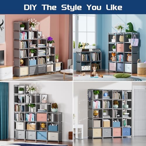 Mavivegue 20 Cube Book Shelf, Storage Organizer, Large DIY Bookcase, Metal Cube Bookshelf, Cubbies Closet Storage Organizer Shelves for Bedroom,Living Room,Home,Office - Image 6