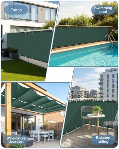 SUNLAX Waterproof Balcony Privacy Screen 3'x16' Dark Green Fence Cover - Image 6