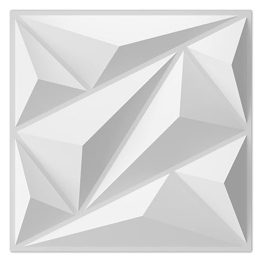 Art3dwallpanels 33 Pack 3D Wall Panels Diamond, White, 12''x12'' | PVC Accent Wall Panels for Interior Wall Decor, Living Room Lobby Bedroom Hotel Office, Cover 32.Sq.Ft by Art3dwallpanels