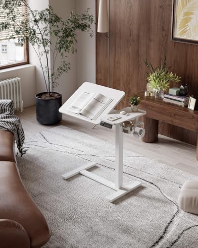 YIHAYO 24 x 16 Inches Electric Adjustable Overbed Bedside Table, White - Image 2