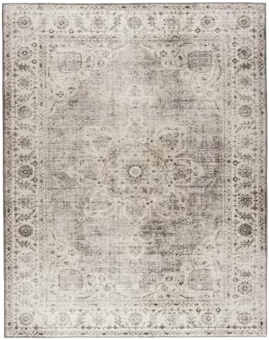 ReaLife Rugs Machine Washable Area Rug - Living Room Bedroom Bathroom Kitchen Entryway Office - Padded Low Pile Stain Resistant Premium - Boho Farmhouse Vintage - Joy - Beige Ivory 5' x 7' - Image 3
