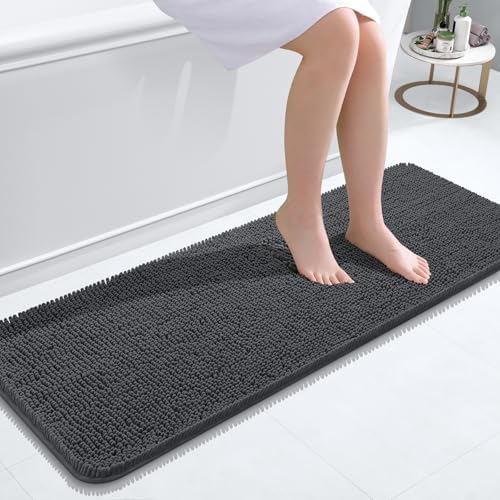 OLANLY Bathroom Runner Rugs 47x17, Extra Soft Absorbent Chenille Bath Rugs by OLANLY