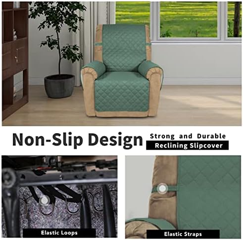Easy-Going Reversible Couch Cover, Recliner 22 in, Cyan/Ivory - Image 3
