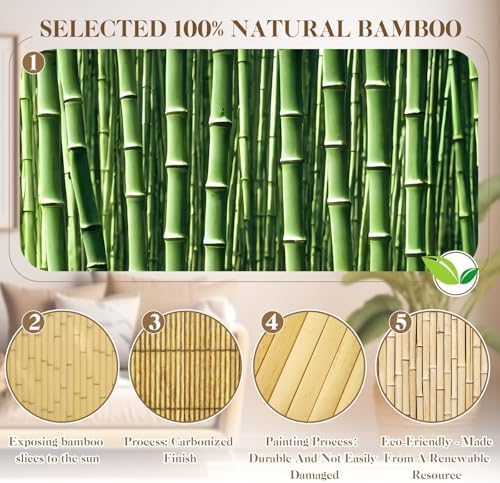 Juexica 1 Pcs Natural Bamboo Wall Panel for Interior Wall 48''x96'' Bamboo Covering Renewable Pole Wainscoting Room Divider Wrap Decor for Bedroom Living Room Kitchen Island Office (Natural) - Image 3