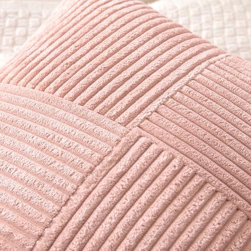 MIULEE Pink Decorative Lumbar Throw Pillow Covers 12x20 Inch 2 Pack - Image 2