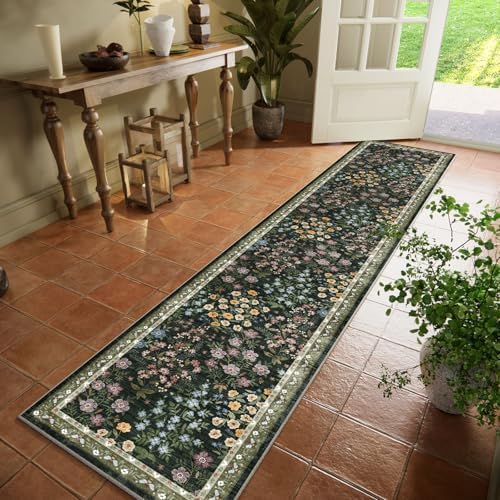 Washable Kitchen Rug Runners for Hallways: 2'x10' Runner Rugs with Non Slip Backing Low Pile Soft Indoor Floor Carpet Runner Rug for Entryway Hallway Kitchen Living Room Farmhouse - Image 2