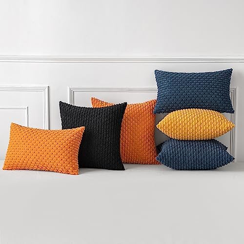 MIULEE Decorative Throw Pillow Covers 20x20 Black Textured Corduroy - Image 5