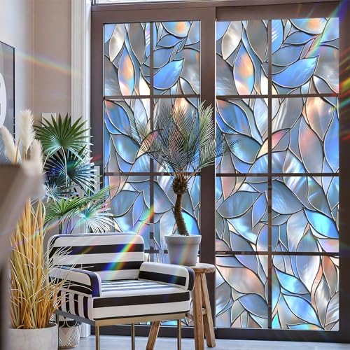 Stained Glass Window Privacy Film Static Cling - Rainbow Glass Decorative Sun Blocking Window Covering, Non-Adhesive Removable Stickers for Home & Office, 17.5" x 39.3" (Color 29) - Image 3
