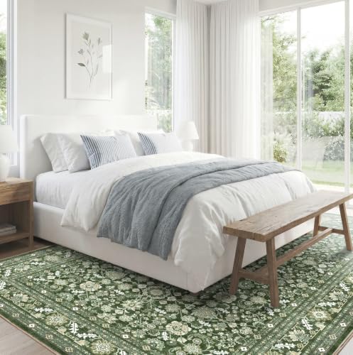 OPPODREAM Vintage Dark Green Area Rugs 8x10, Washable Rug for Living Room - Image 4