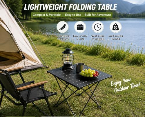 Folding Camping Table – Ultralight Aluminum Portable Table for Camping, Hiking, Backpacking, Picnic, Beach, BBQ – Compact Lightweight Collapsible Travel Side Table for Outdoor, RV, (1) - Image 5