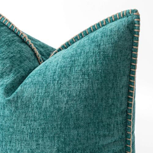 MIULEE Decorative Couch Throw Pillow Covers 16x16 Inch Teal 2 Pack - Image 2
