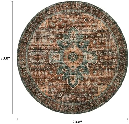 Moynesa Ultra-Thin Washable Round Rug - 6ft Large Dining Room Round Area Rug, Vintage Living Room Mat Stain Resistant Office Carpet for Bedroom Mudroom Kitchen Apartment Basement Foyer - Image 2