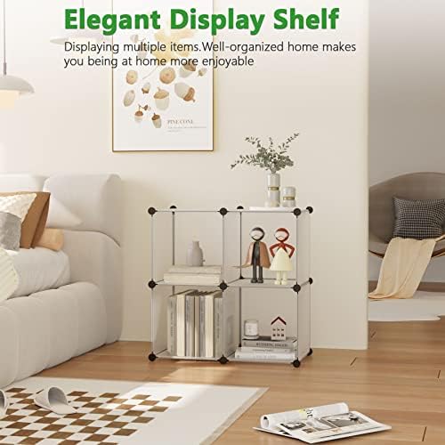 C&AHOME Plastic Cube Storage Organizer, 4-Cube Shelves Units, White - Image 4