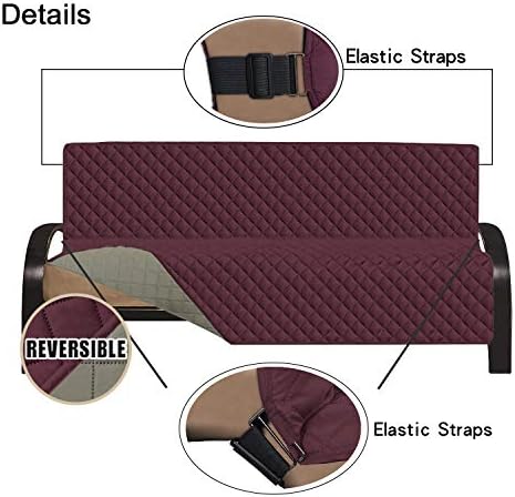 Easy-Going Reversible Couch Cover, Large Futon Sofa, Wine/Beige - Image 3