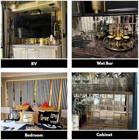 Lovdeco Peel and Stick Beveled Silver Mirror Tile Subway Mirror Glass Backsplash 3x12 Inch for Kitchen Bathroom Wall (20 Pcs, 5 SQ.FT.) - Image 6