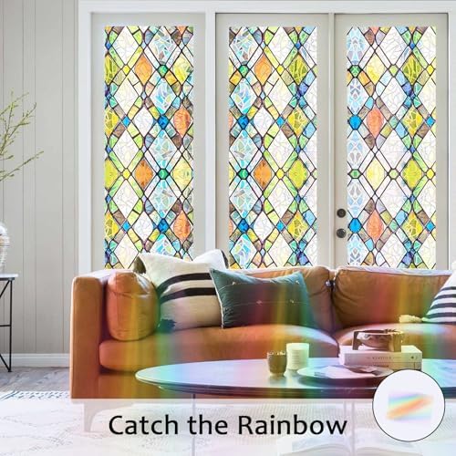 Stained Glass Window Film, 3D Colorful Static Cling, 23.6" x 118.1" - Image 2