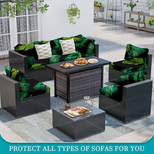 14 Pcs Outdoor Cushion Covers, Patio Sofa Cushion Covers Replacement - Image 5