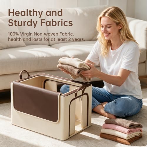 Clothes Storage Bins, 3 Openings, 100L, Brown - Image 4