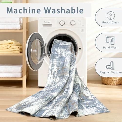 8x10 Washable Area Rugs for Living Room,Bedroom,Dining Room,Playroom - Blue - Image 4