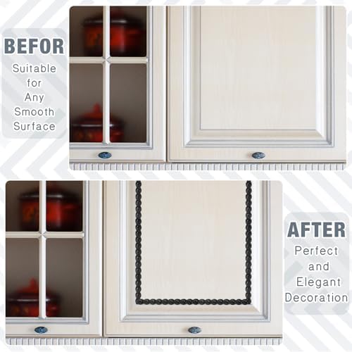 2 Pack Peel and Stick Molding Trim Flexible Molding Trim for Wall Self Adhesive Paintable DIY Wall Trims for Mirror Frame Cabinet Edge Picture (16.4 ft X 0.59 Inch,Black) - Image 4
