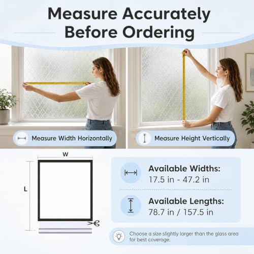 Lovepea Window Privacy Film Decorative Frosted Glass 24 Hour Two Way Privacy, Static Cling Removable Stickers for Home Door Office Bathroom Privacy Protection, Heat Blocking (47.2 x 78.7 Inch) - Image 6