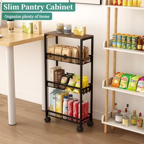 4-Tier Slim Utility Rolling Laundry Cart with Wheels, Easy to Assemble - Image 6