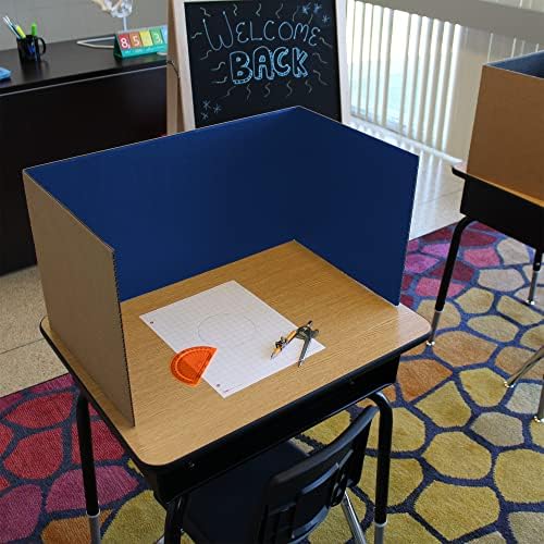 Flipside Products 18”x 48” Assorted Color Study Carrel, Red, Green, Blue, Yellow Privacy Boards, Student Privacy and Focus Booth for The Classroom, Desk Divider Cubby for Tests, Made in USA - 12 Pack - Image 3