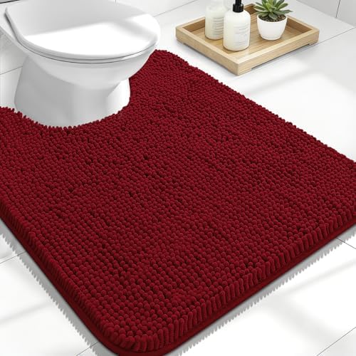 OLANLY Toilet Rugs U-Shaped 24x20, Soft Absorbent Chenille Contour Rugs by OLANLY
