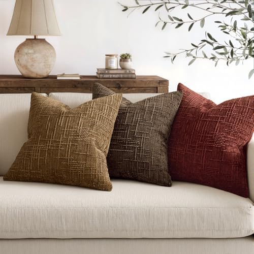 MIULEE Chenille Textured Fall Throw Pillow Covers Rust 20x20 Set of 2 - Image 6