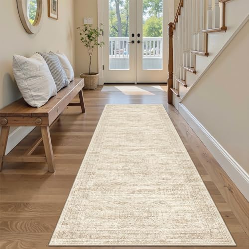 Soalmost Runner Rug 2x6 Washable Kitchen Hallway Runners Non-Slip Beige - Image 2