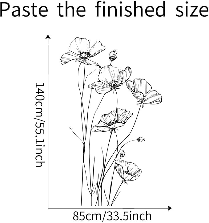 Black White Flower Wall Stickers Art Decal Decor for Bedroom Living Room Offices Home Decoration - Image 3