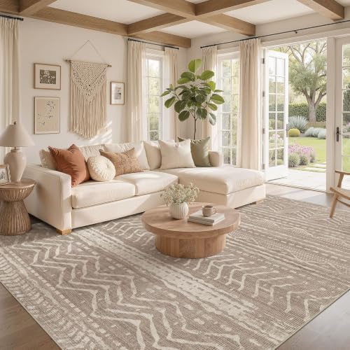 Nakagishi Boho 10x14 Area Rug Living Room Rugs Machine Washable Dark Brown - Image 2