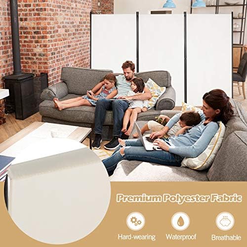 Giantex 6 Ft Tall 3 Panel Room Divider White, Lightweight Portable Folding Privacy Screen, Freestanding Partition Wall Divider and Separator for Bedroom Home Office Apartment Studio - Image 2
