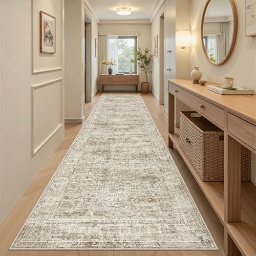 Soalmost Washable 3x10 Hallway Runner Rug Non-Slip Kitchen Entry Rugs Brown - Image 3