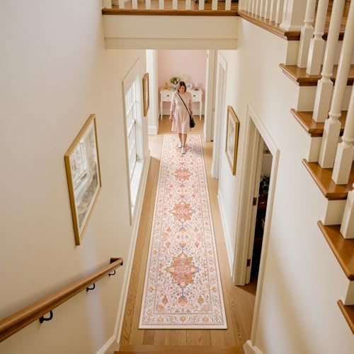 RELEANY Washable Area Rug, Runner 2'x10', Pink/Light Pink/Colorful - Image 2