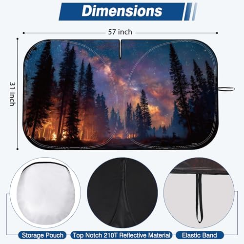 Car Windshield Sun Shade, Foldable Reflective UV Front Sunshade - Image 2