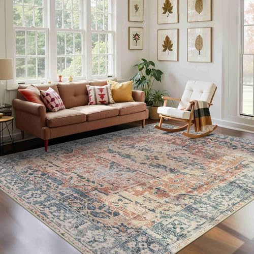Rugxara Area Rugs 5x7 Washable Rug for Living Room Bedroom, Coral Blue by Rugxara